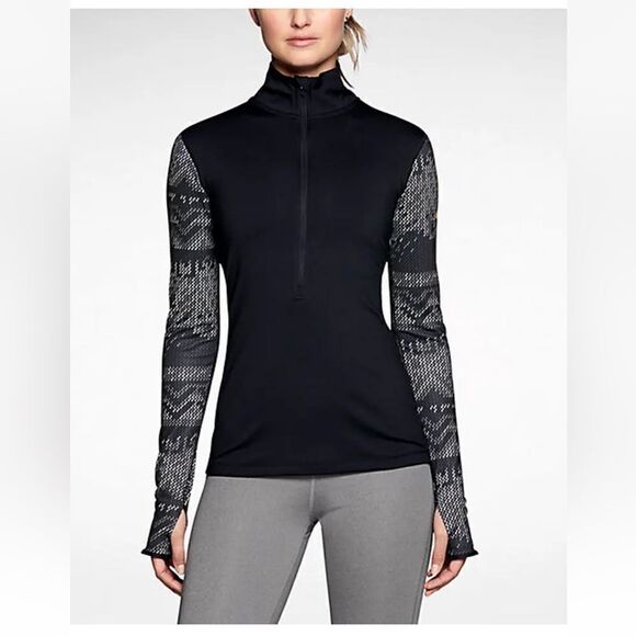 Nike Pro Dri-Fit Long Sleeve 1/2 Zip Pullover Running Top Red Pattern Size Small - Picture 11 of 11